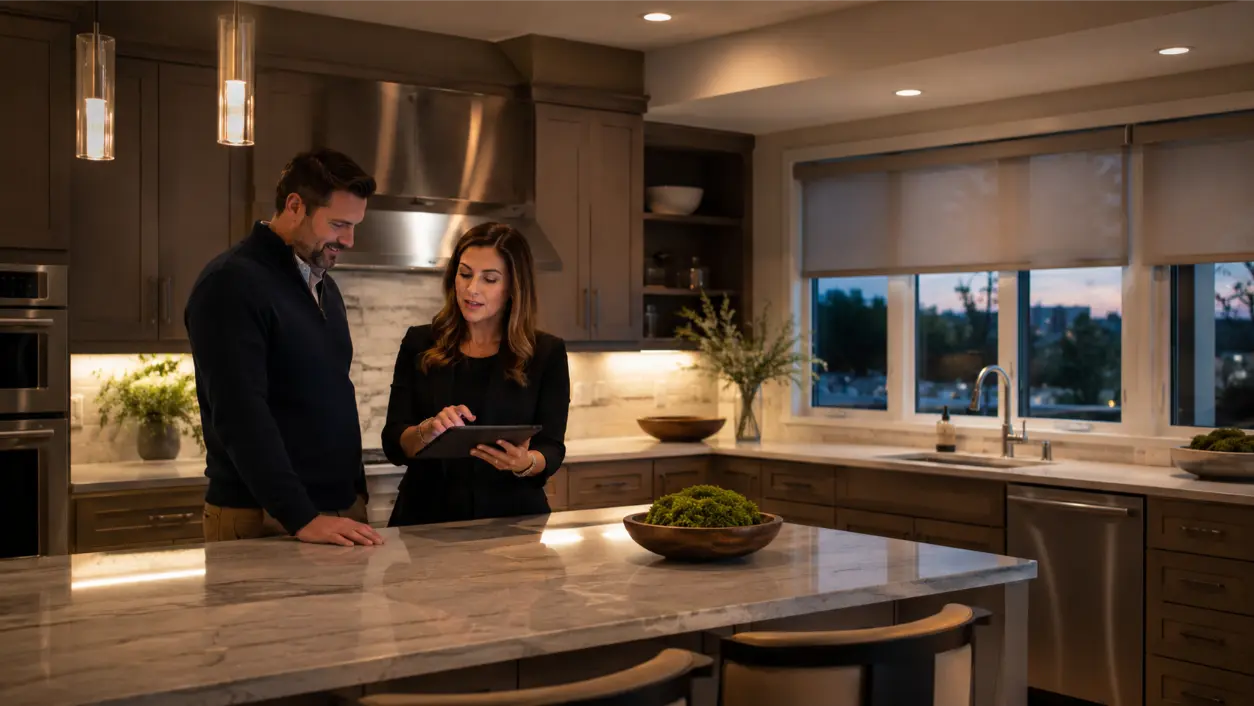 Use kitchen lighting scenes to balance task and ambient light, reduce glare, automate under-cabinet lighting, and create comfortable morning, cooking, entertaining, and night modes.