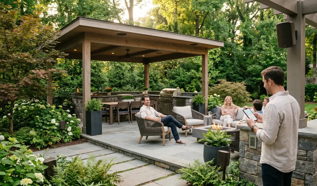 Outdoor speaker placement patio tips for even sound, better zones, neighbor-friendly volume, and balanced backyard audio from AVI Group.